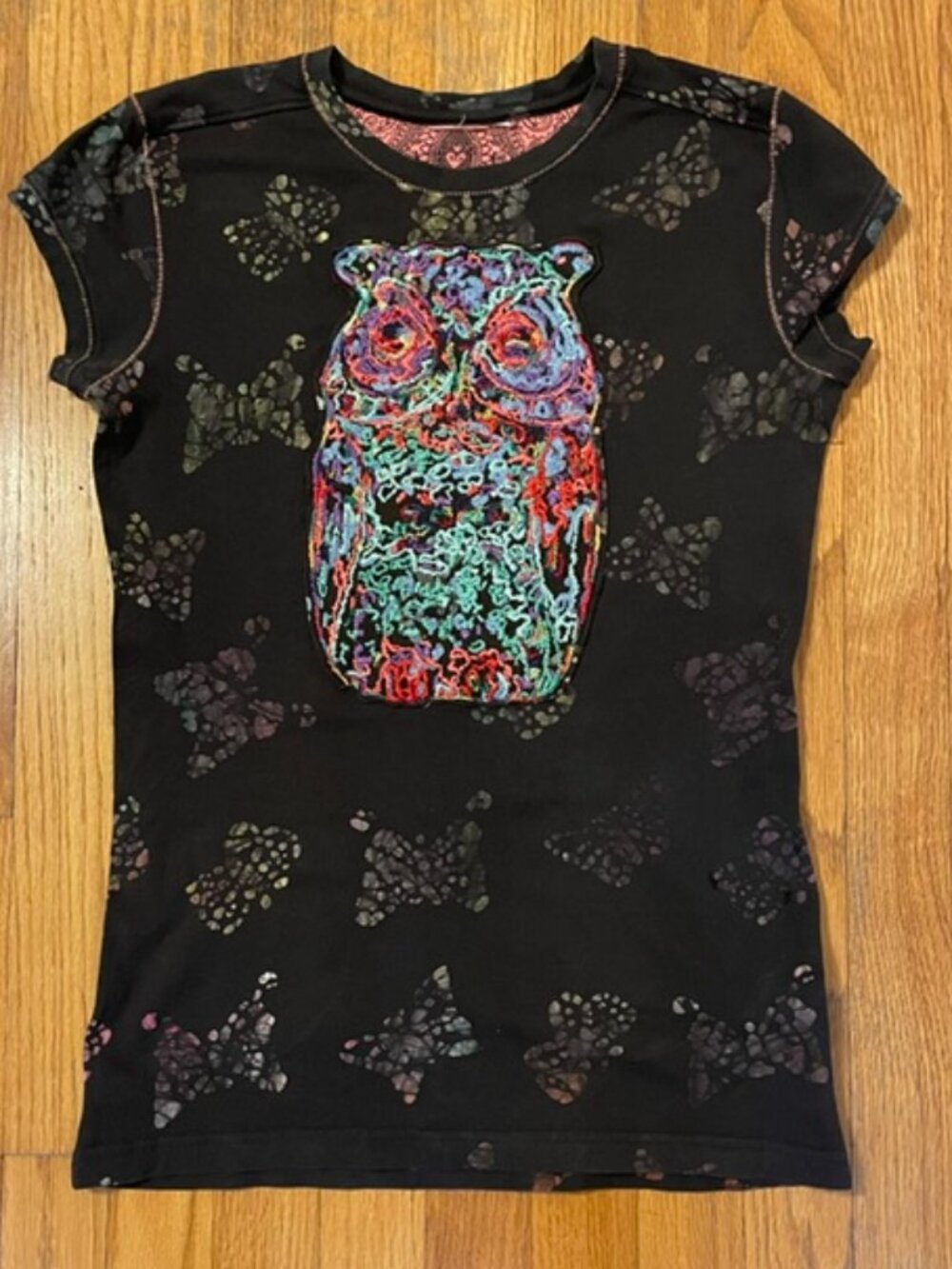 OILILY Vintage Y2K Owl Batik T-Shirt Top Small Medium